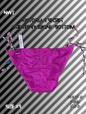 Victoria's Secret Pink Black Polkadot Teeny Ruched Cheeky Itsy Bikini Bottom XS